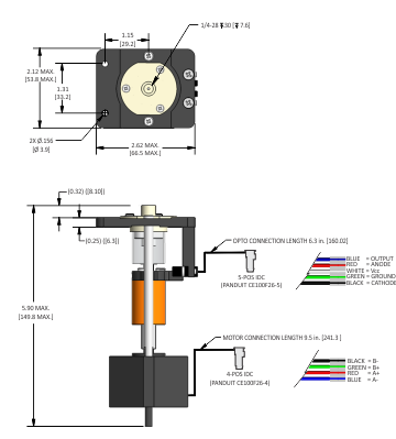 TriContinent LT 注射泵接口和尺寸详图